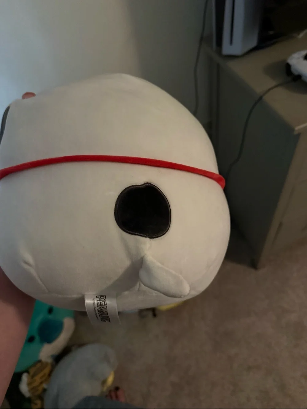 Squishmallows White & Black Dog Plush with Red Trim